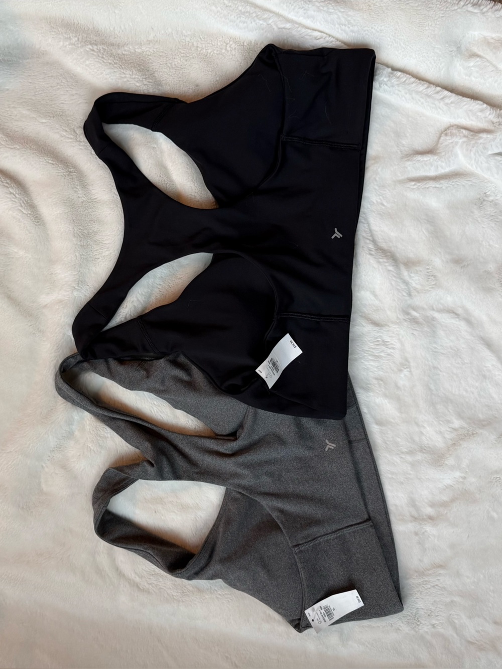 Old Navy Active Powersoft Racerback Sports Bras - Charcoal Gray & Black